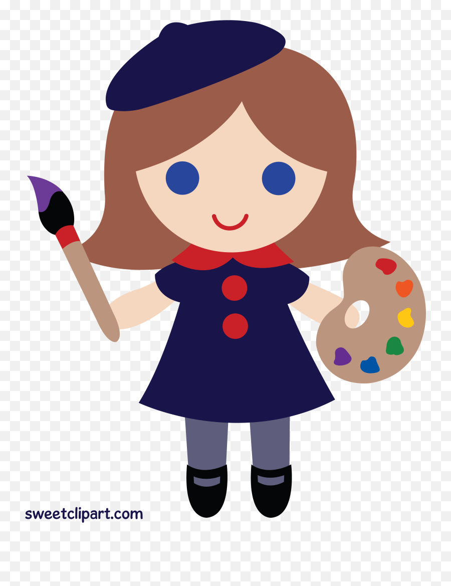 Artist Girl Clipart - Cute Girl Artist Clipart Emoji,Art Clipart
