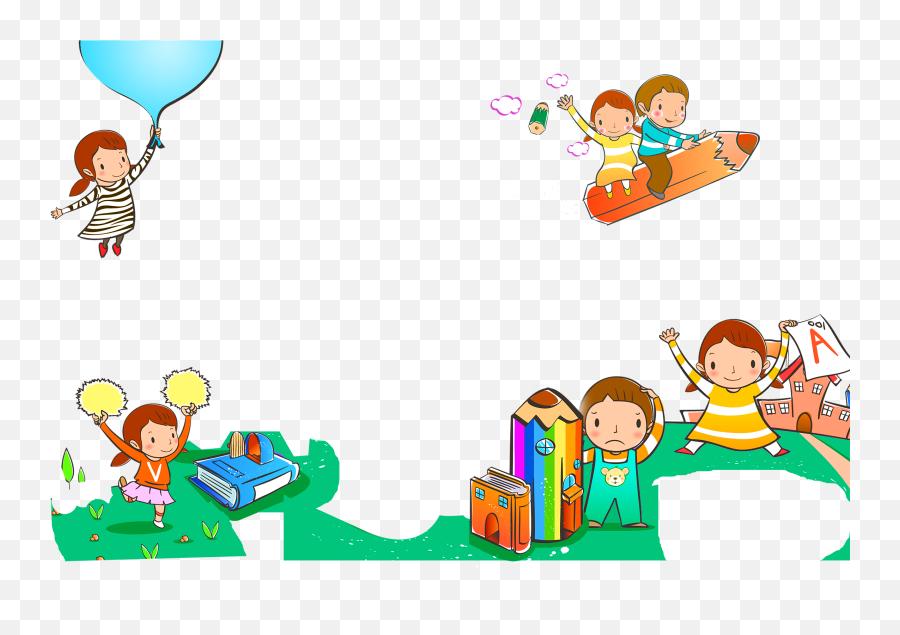 Pencil Drawing Decoration Book Cartoon Children Clipart - Background Kids Cartoon Png Emoji,Children Clipart