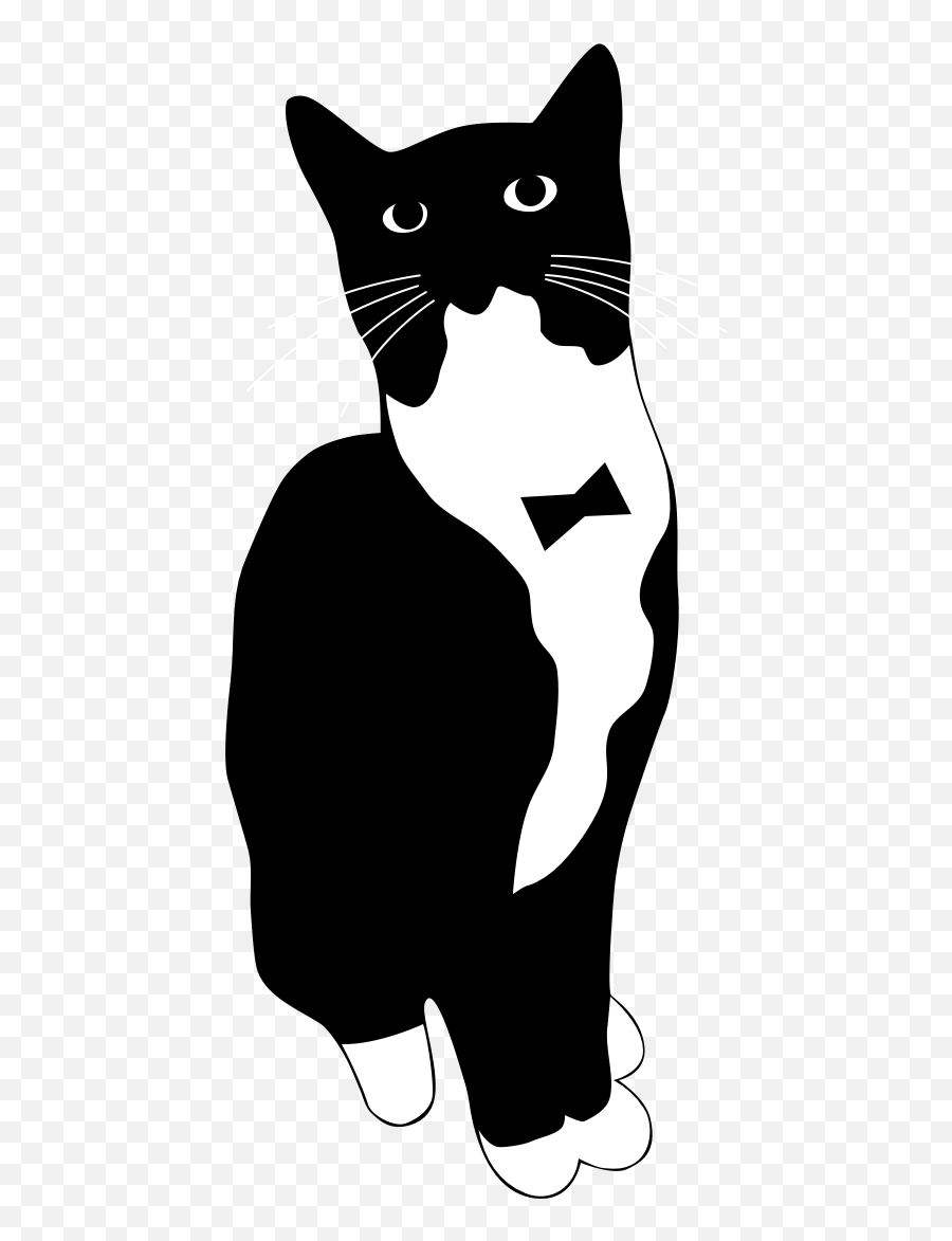 Tuxedo Cat Clipart Black Tux - Tuxedo Cat Clipart Soft Emoji,Cat Clipart Black And White