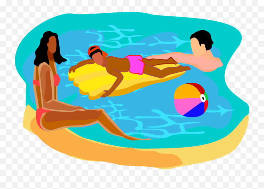 Family Swim And Relax - Vector Image Emoji,People Swimming Png