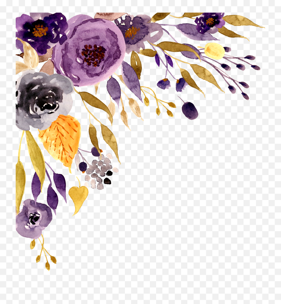 Download Watercolor Invitation Painting - Watercolor Purple Floral Border Emoji,Free Clipart Flowers