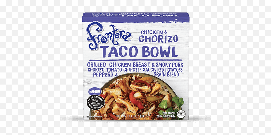 Chicken Chorizo Taco Bowl - Frozen Mexican Dinners Frontera Frontera Chicken Fajita Bowl Emoji,Taco Transparent