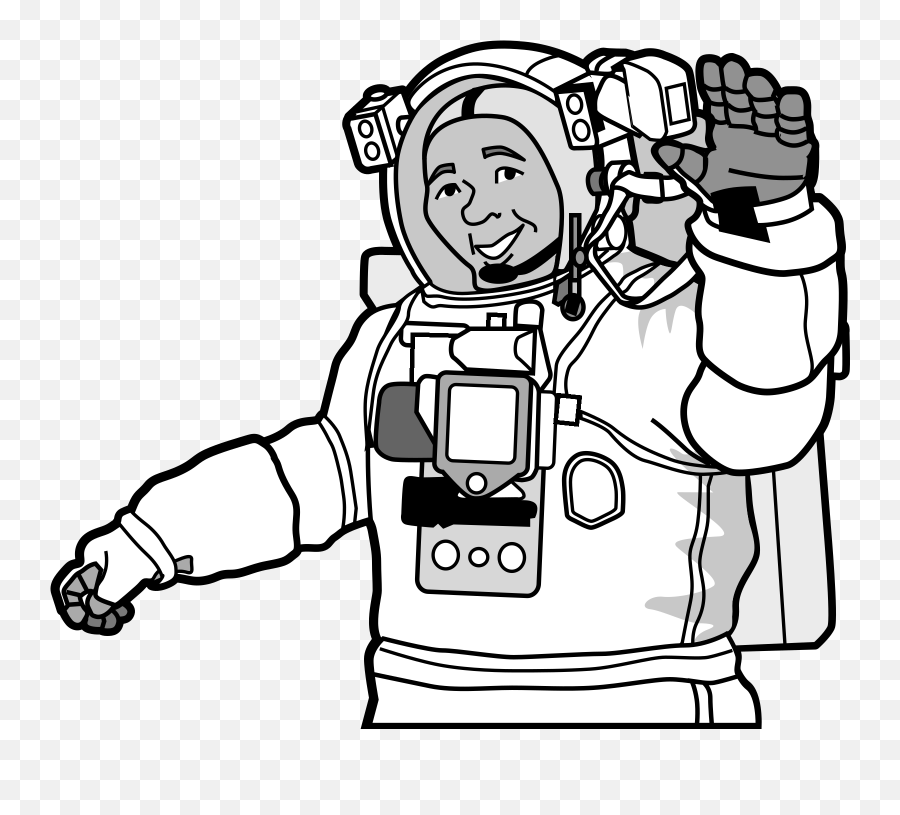 Smiling Astronaut - Black And White Outline Cartoon Astronaut Emoji,Astronaut Clipart