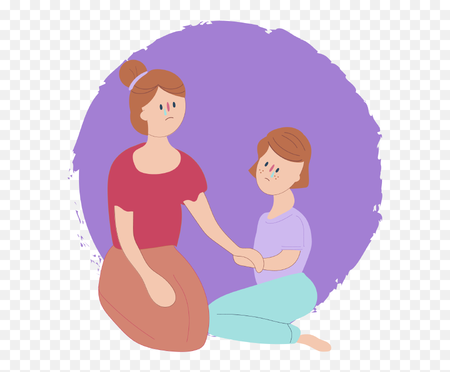Girl Sitting Down Looking Sad With Mum Who Is Also Clipart Emoji,Sad Girl Clipart