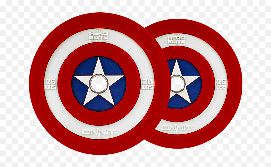Onnit Captain Ameria Shield Barbell Plates - Captain America Plates Emoji,Shield Logo Marvel