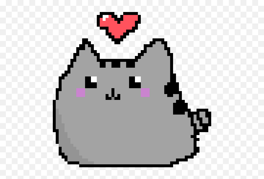 Pusheen Cat With Heart Pixel Art - Pusheen Pixel Art Heart Art Pixel Cat Png Emoji,Pusheen Transparent Background