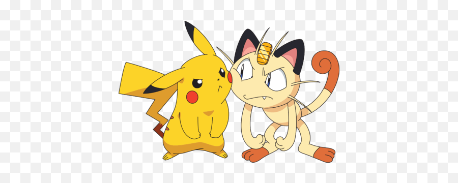 Pokemon Meowth Vs Pikachu Transparent - Meowth And Pikachu Anime Emoji,Meowth Png