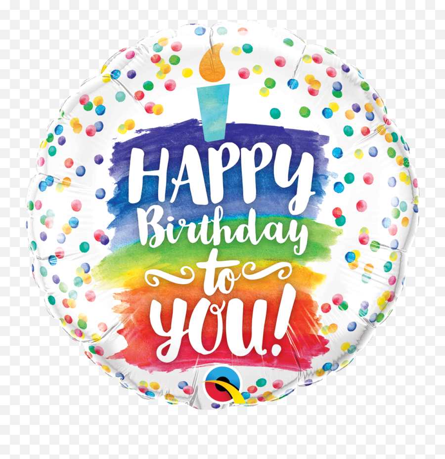 Birthday Rainbow Cake Foil Balloon - Happy Birthday Foil Balloon With Stick Emoji,Happy Birthday Balloons Clipart