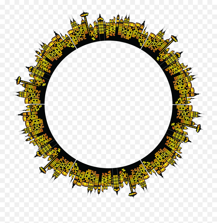 Free Clipart Of A Circular Frame Of - Circular Frame Emoji,City Buildings Png
