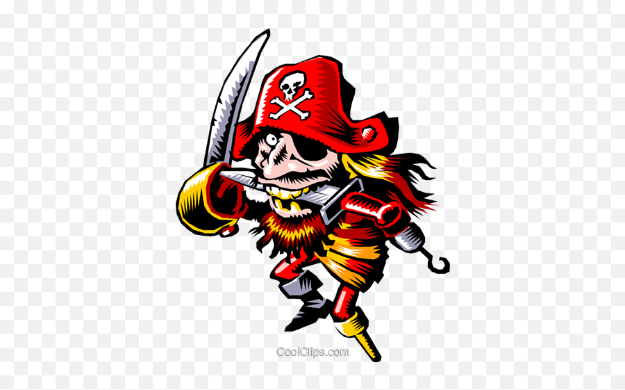 Cartoon Pirate Royalty Free Vector Clip Art Illustration - Pirata Cojo Emoji,Pirate Sword Clipart