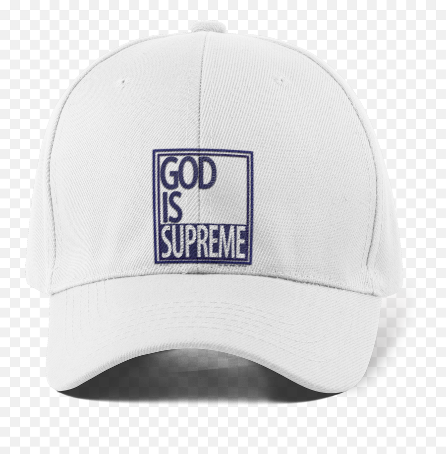 God Is Supreme Logo Dad Hat White U0026 Navy U2013 God Is Supreme - Vans Emoji,Supreme Logo Png