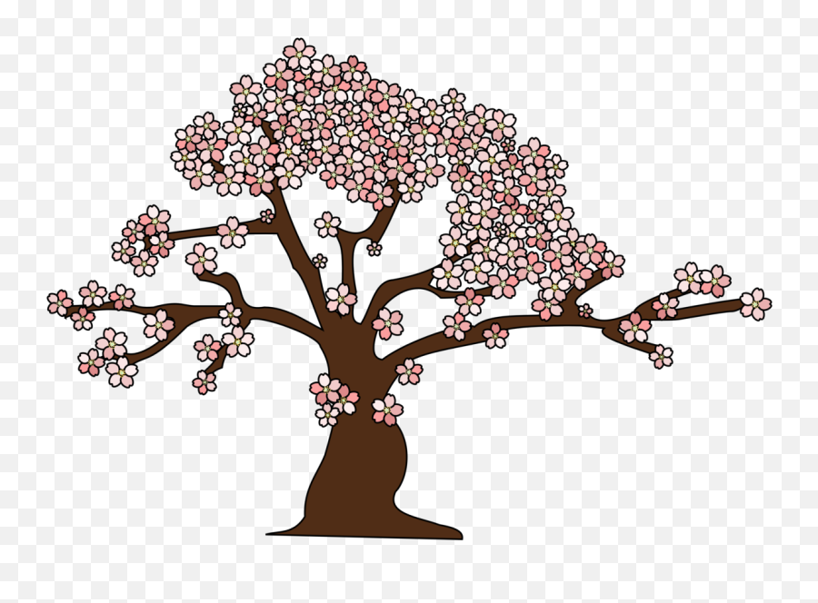 Download Hd Clipart Resolution 1280853 - Cherry Blossom Sakura Tree Vector Outline Emoji,Cherry Blossom Clipart