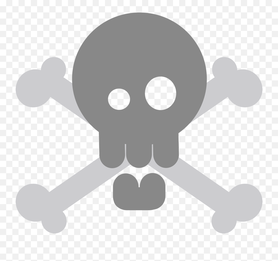 Skull And Cross Bones - Grayscale Clipart Free Download Skull And Crossbones Emoji,Bones Clipart