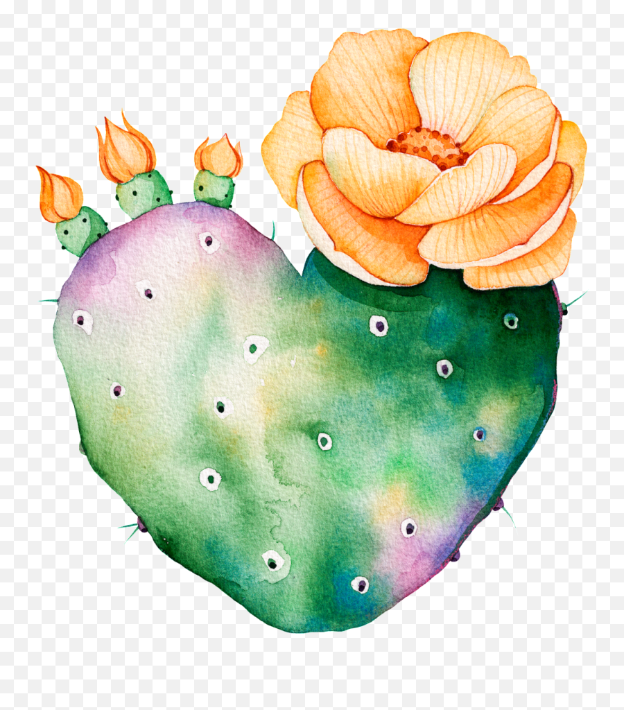 Download Love Cactus Cartoon - Cactus Watercolor Emoji,Cactus Logo