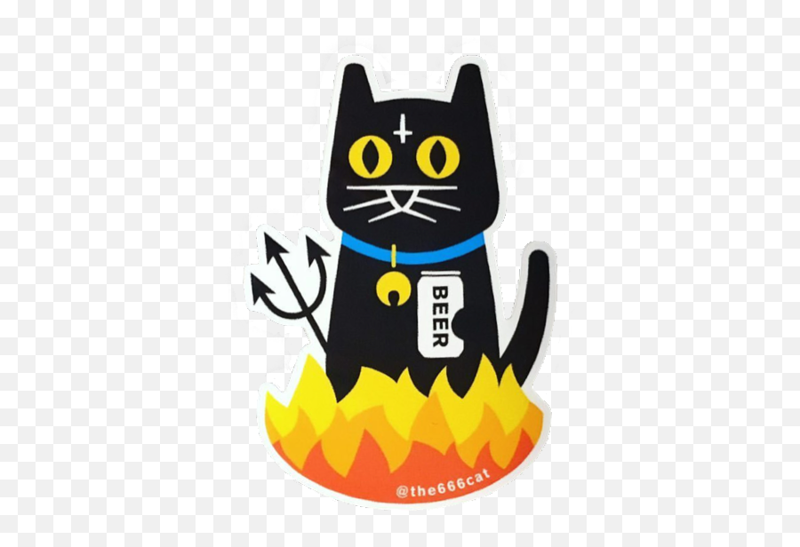 Stickergang The 666 Cat Bad Kitty Sticker By Robær Emoji,Hell Clipart
