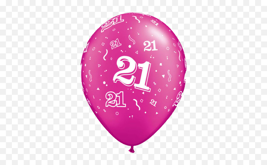 Download 21th Birthday Balloons - 21 Printed Pearl Magenta Emoji,Birthday Balloon Png