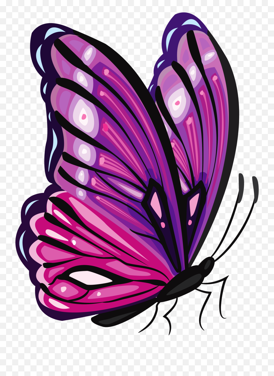 Colorful Butterfly Clipart - Purple Flying Butterfly Clipart Emoji,Butterfly Clipart