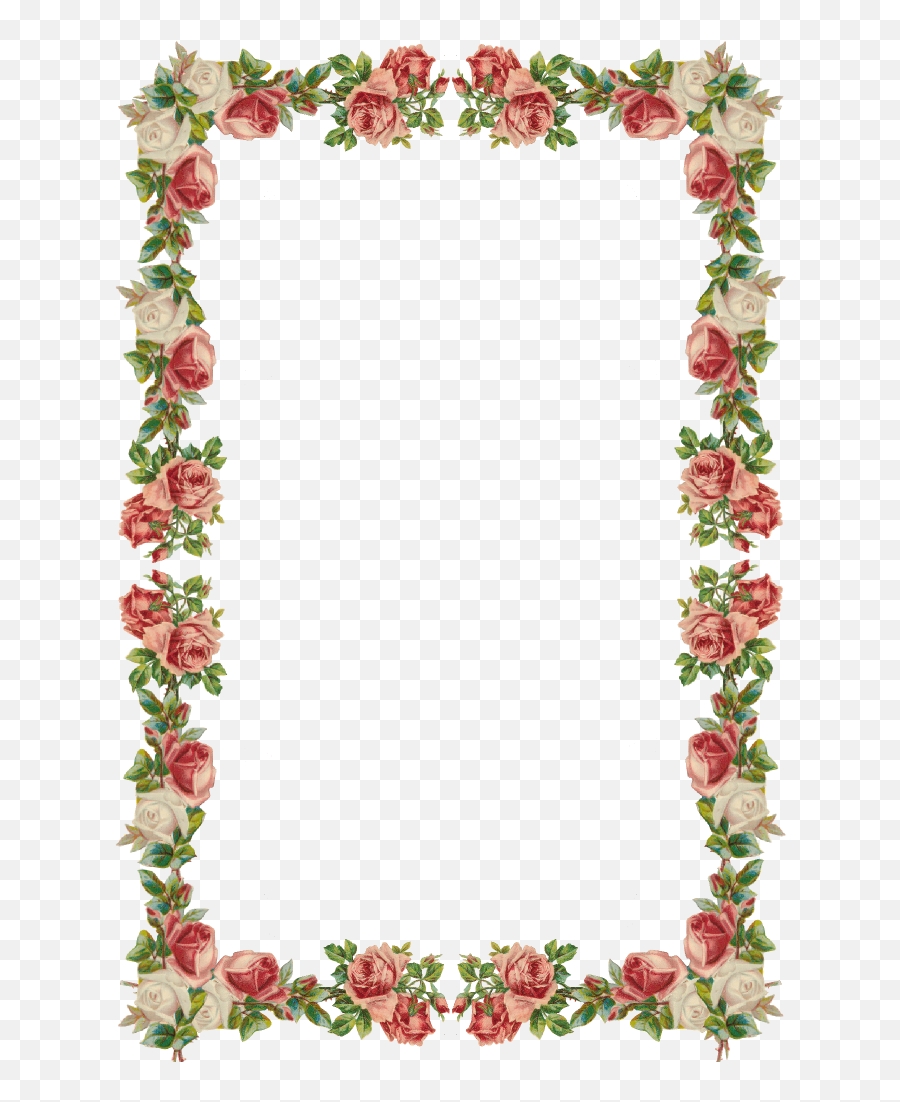 Free Digital Vintage Rose Frame And - Flower Border Image Download Emoji,Rose Border Png