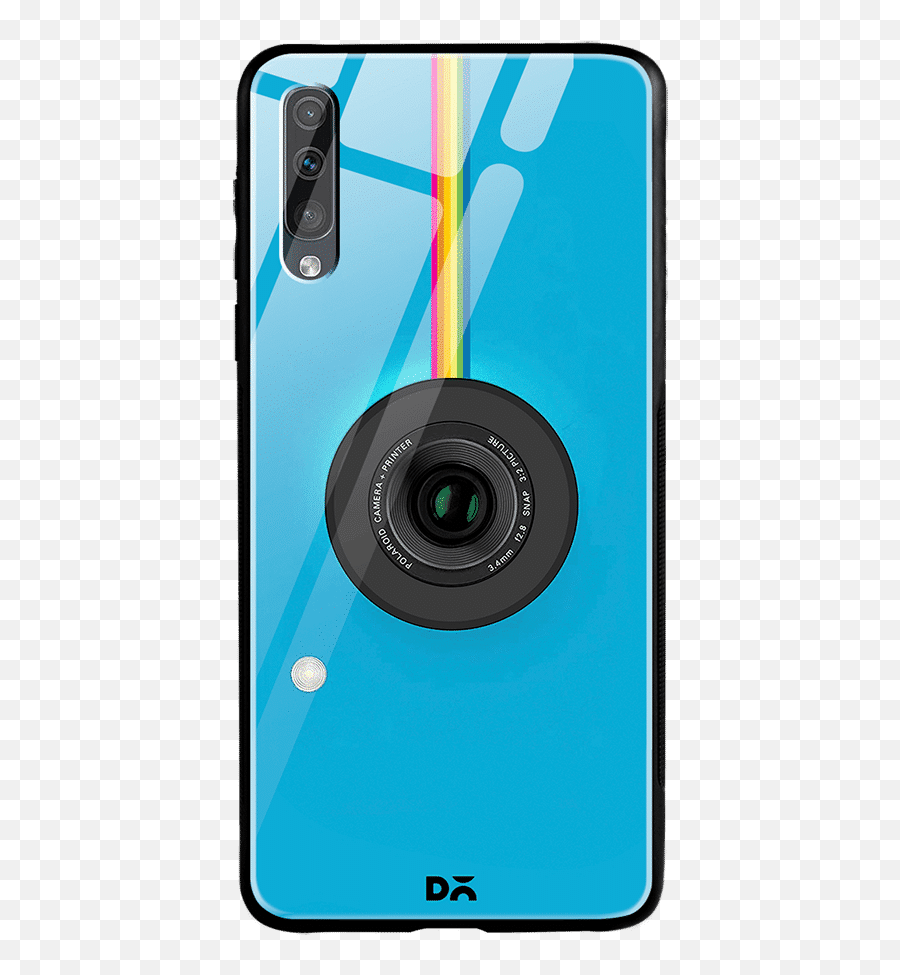 Blue Polaroid Camera Glass Case Cover For Samsung Galaxy A70s Emoji,Polaroid Camera Png