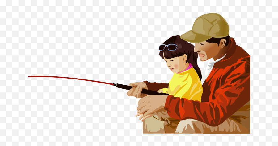 Man And His Daughter Fishing Png - Fishing Man With His Daughter Emoji,Fishing Png