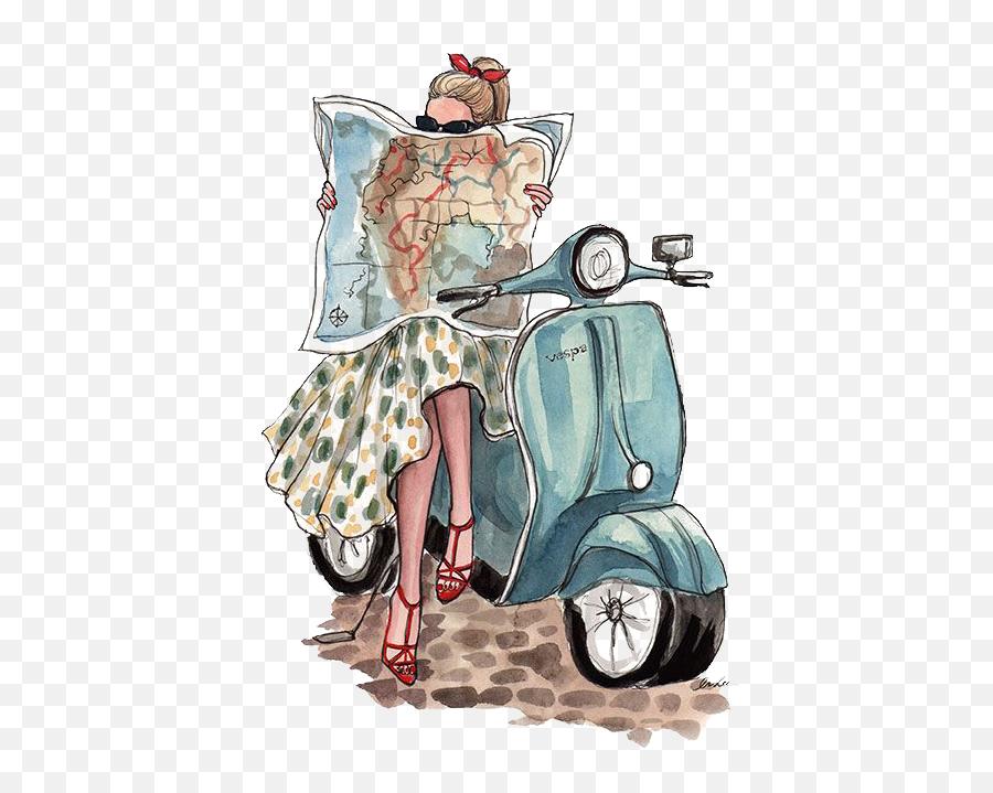 Download Week Fashion Paris Travel Illustration Free Clipart - Woman On Vespa Drawing Emoji,Paris Clipart
