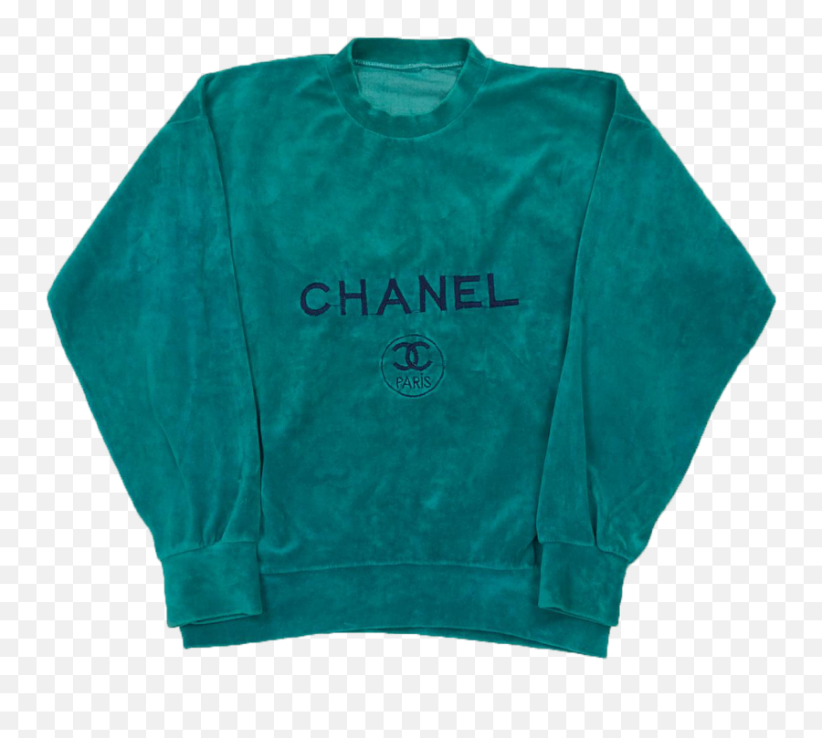 Chanel Velour Sweatshirt - Long Sleeve Emoji,Chanel Logo T Shirts