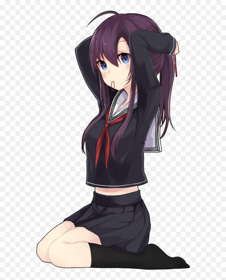 Purple Hair Anime School Girl Hd Png - Anime Girl With Purple Hair In School Uniform Emoji,Anime Girl Png