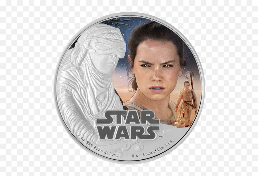 Star Wars The Force Awakens Rey - 1 Oz Fine Silver Emoji,Rey Star Wars Png