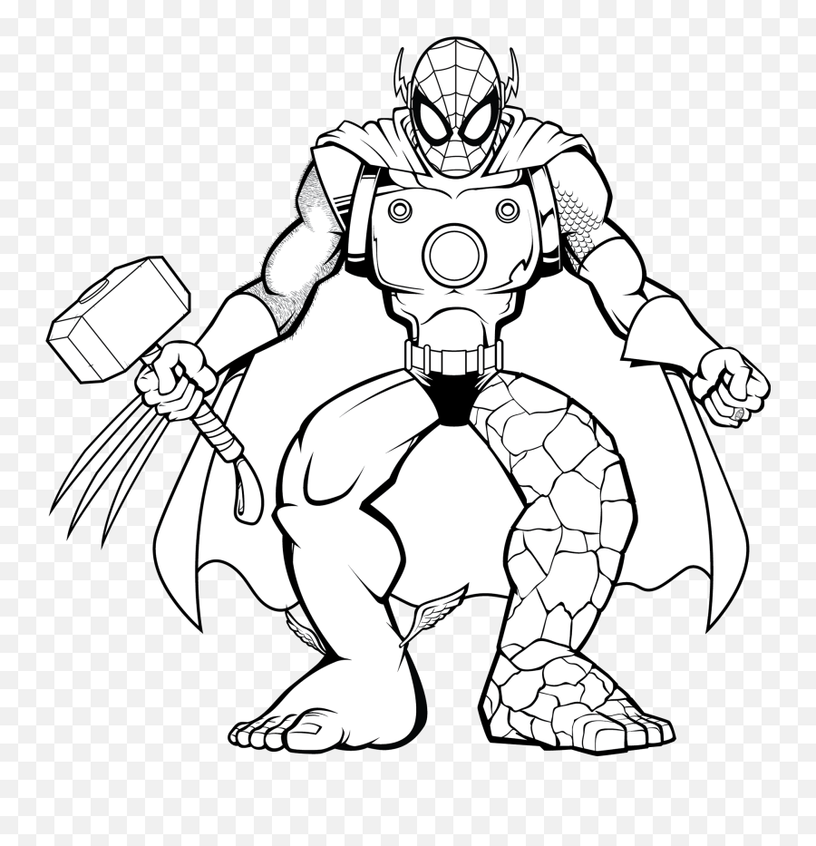 Drawn Spider Man Hulk - Superhero Emoji,Spiderman Clipart Black And White