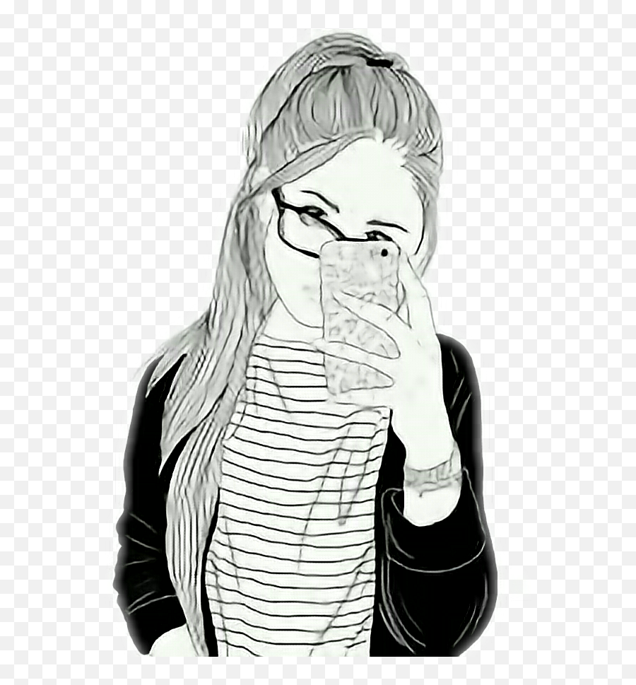 Drawing Girl With Starbucks Transparent Emoji,Tumblr Girl Png