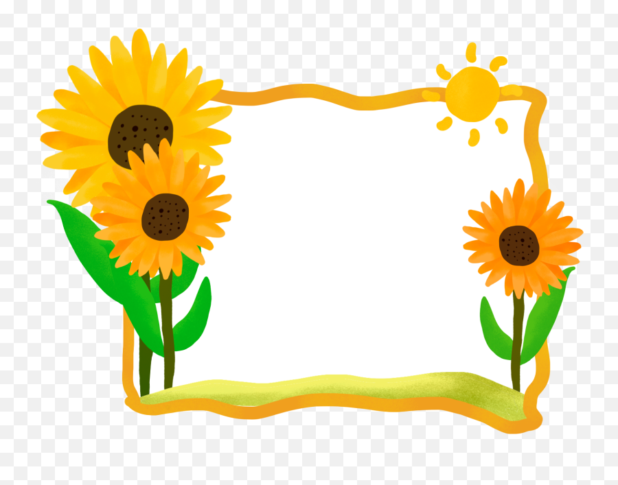 Download Sunflower Border Watercolor - Sunfloer Png Emoji,Sunflower Transparent