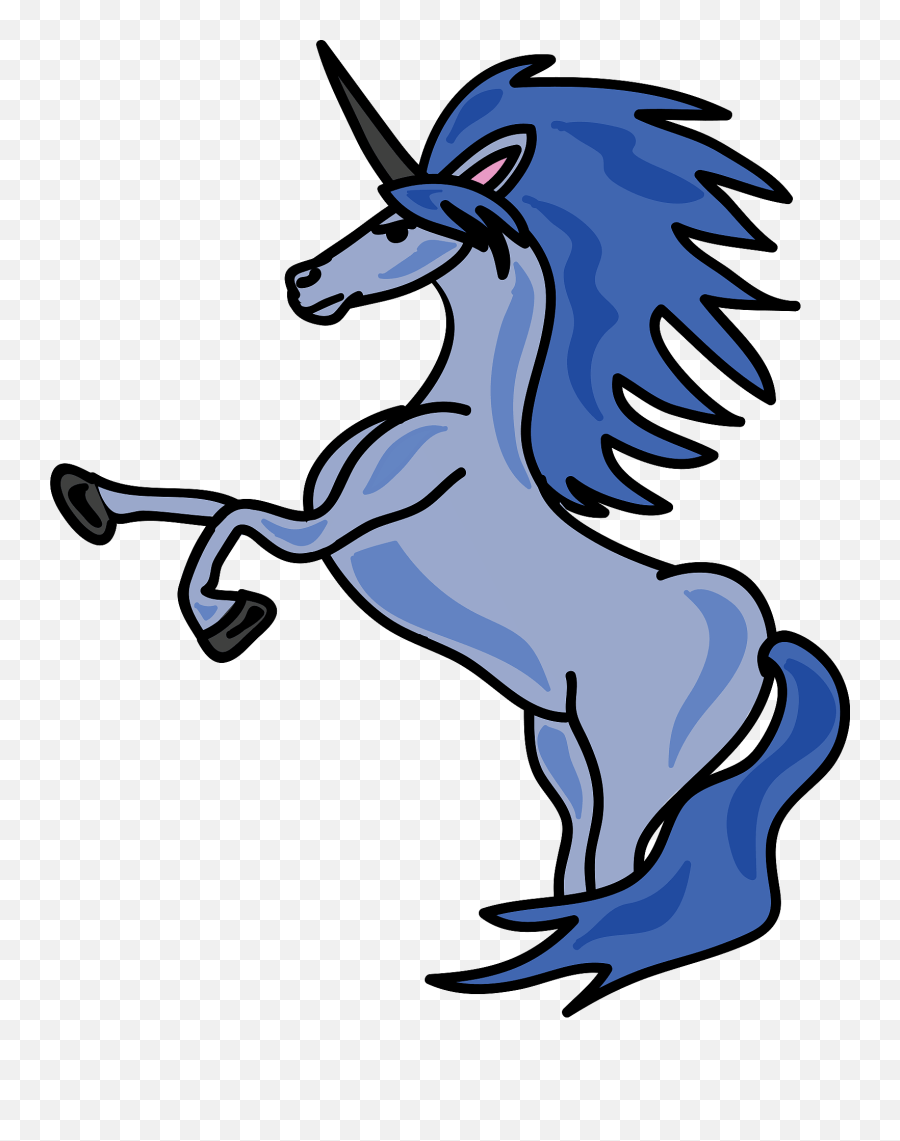 Blue Unicorn Clipart - Black And White Free Clipart Unicorn Emoji,Free Unicorn Clipart