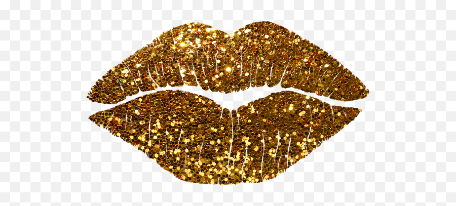 Gold Sparkle Kissing Lips Fashion Art T - Shirt Transparent Gold Lips Png Emoji,Kiss Lips Png