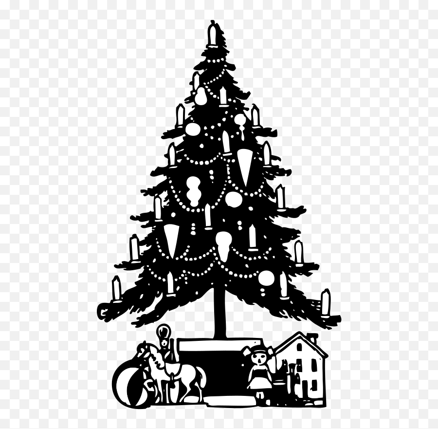 Christmas Trees Clipart In Black And White - Transparent Black And White Christmas Tree Clipart Emoji,Tree Clipart Black And White
