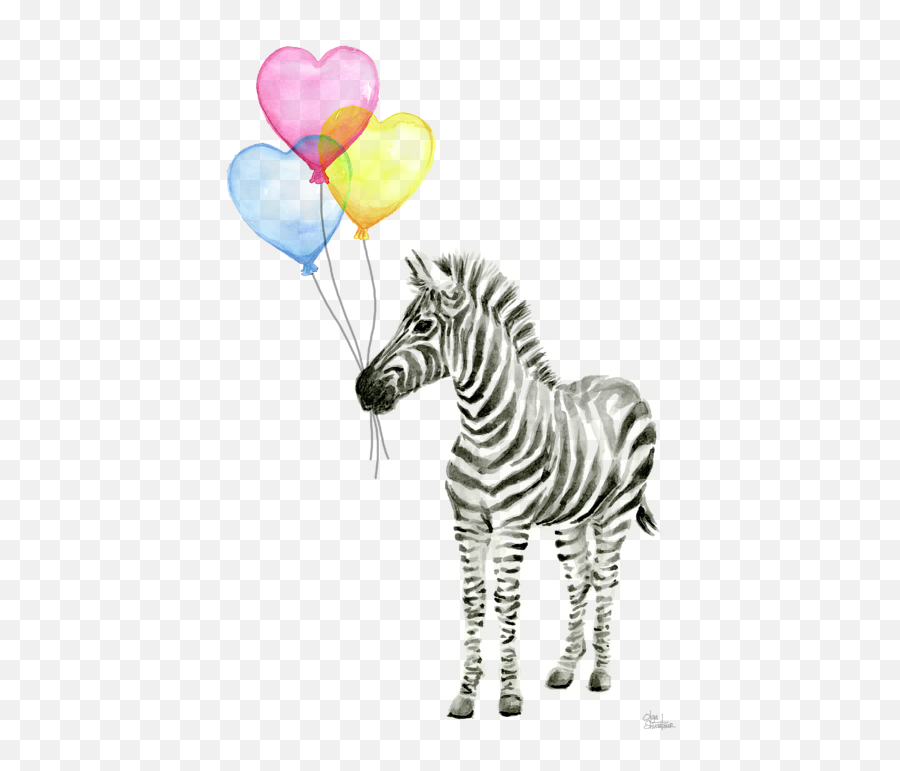 Baby Zebra Watercolor Animal With Balloons Womenu0027s Tank Top Emoji,Balloons Clipart Black And White
