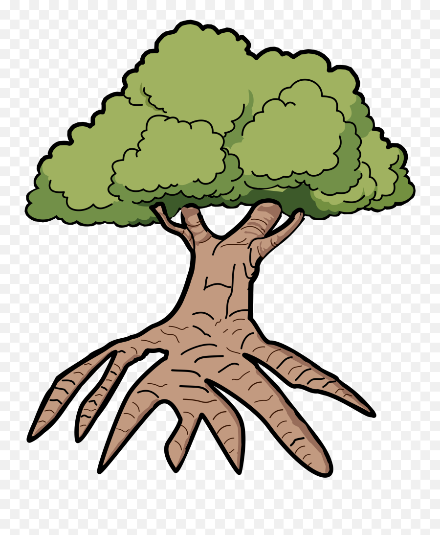 Tree Log Png - Big Tree With Roots Clipart Emoji,Log Clipart