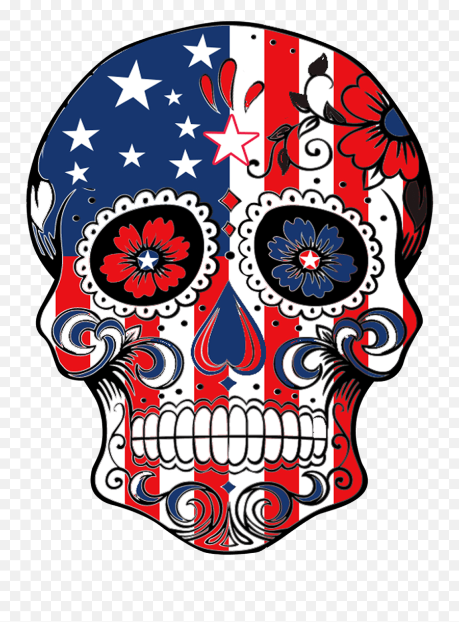 Ft Sugar Skull Flag Jolly Roger Pirate - Usa Flag Sugar Skull Emoji,Sugar Skull Clipart
