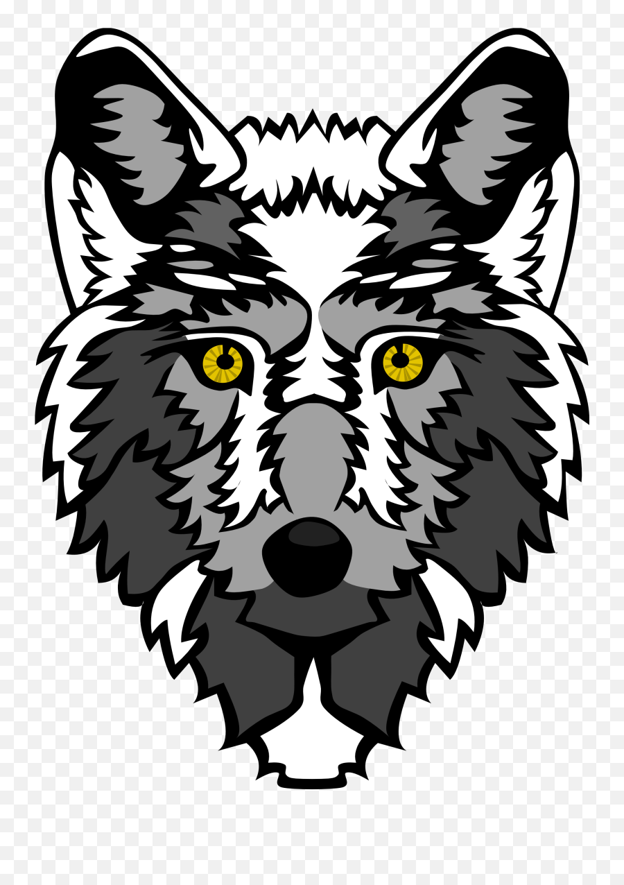 Wolf Head Stylized 1 Black White Line - Vector Wolf Head Png Emoji,Wolf Clipart Black And White