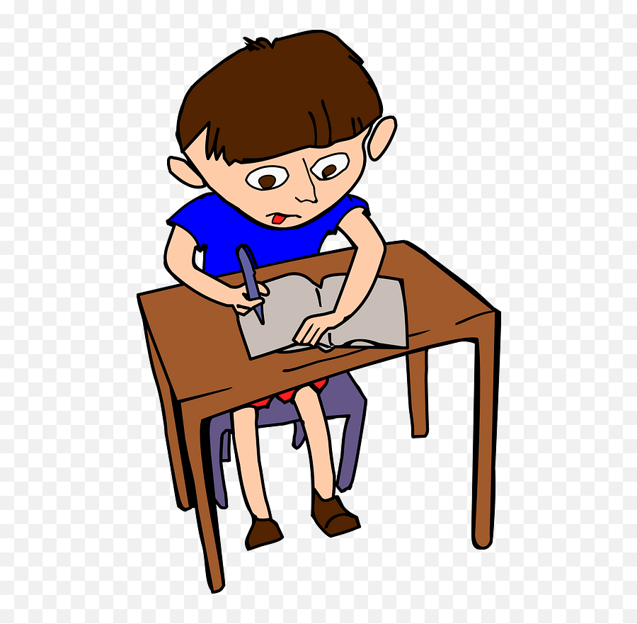 Student Sitting At A Desk Hard At Work Clipart Free - Student Working At Desk Free Clipart Emoji,Work Clipart