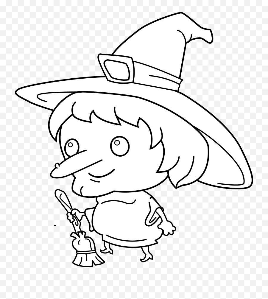 Cute Witch Coloring Page Free Clip Art - Clipartix Witch Clip Art Coloring Page Emoji,Witch Clipart