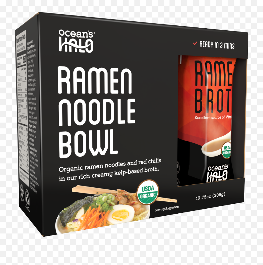 Organic And Vegan Instant Ramen Noodle Bowl 2 Packu2013 Oceanu0027s Halo Emoji,Ramen Transparent