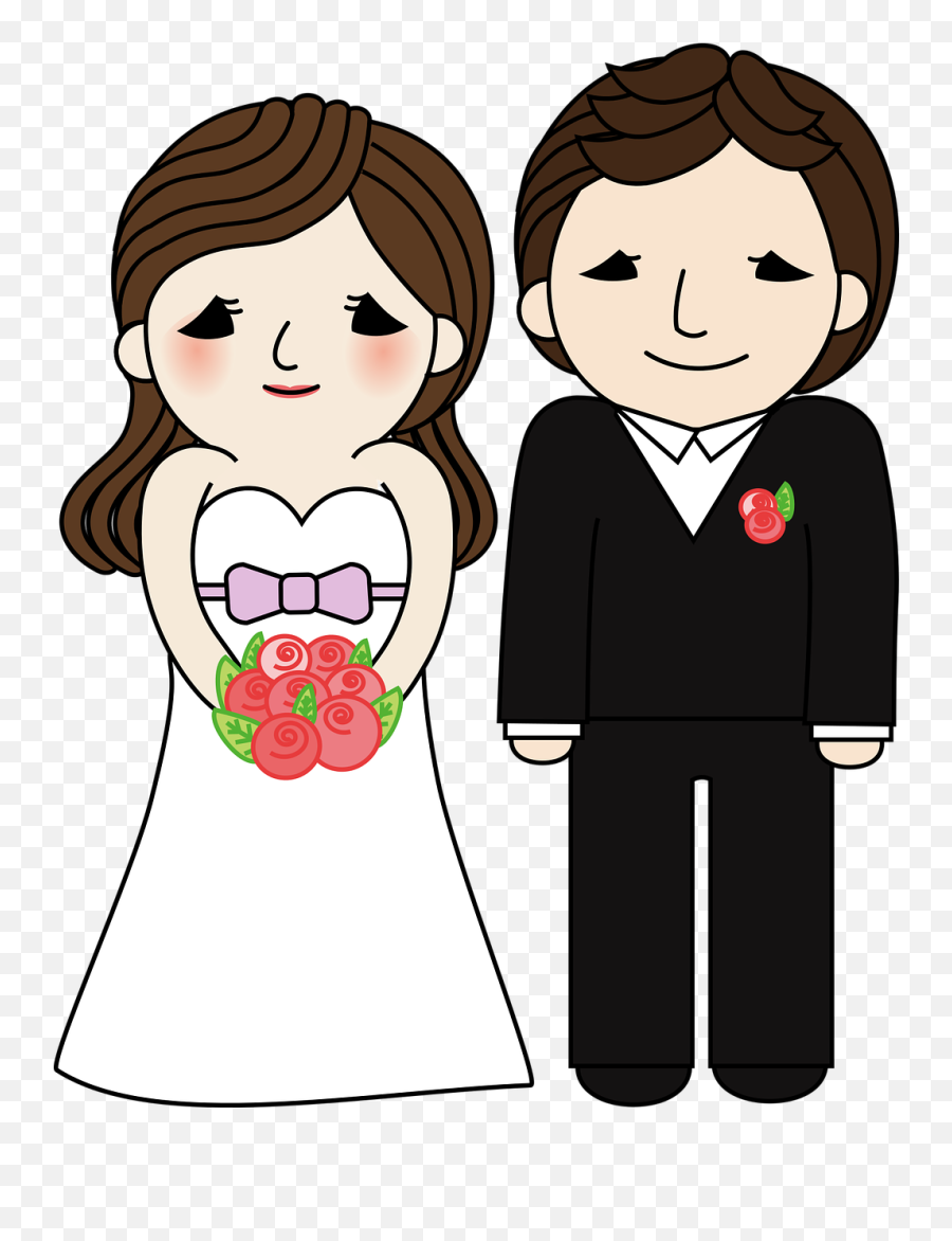 Clipart Black And White Bride And Groom Clipart Free - Love Emoji,Groom Clipart