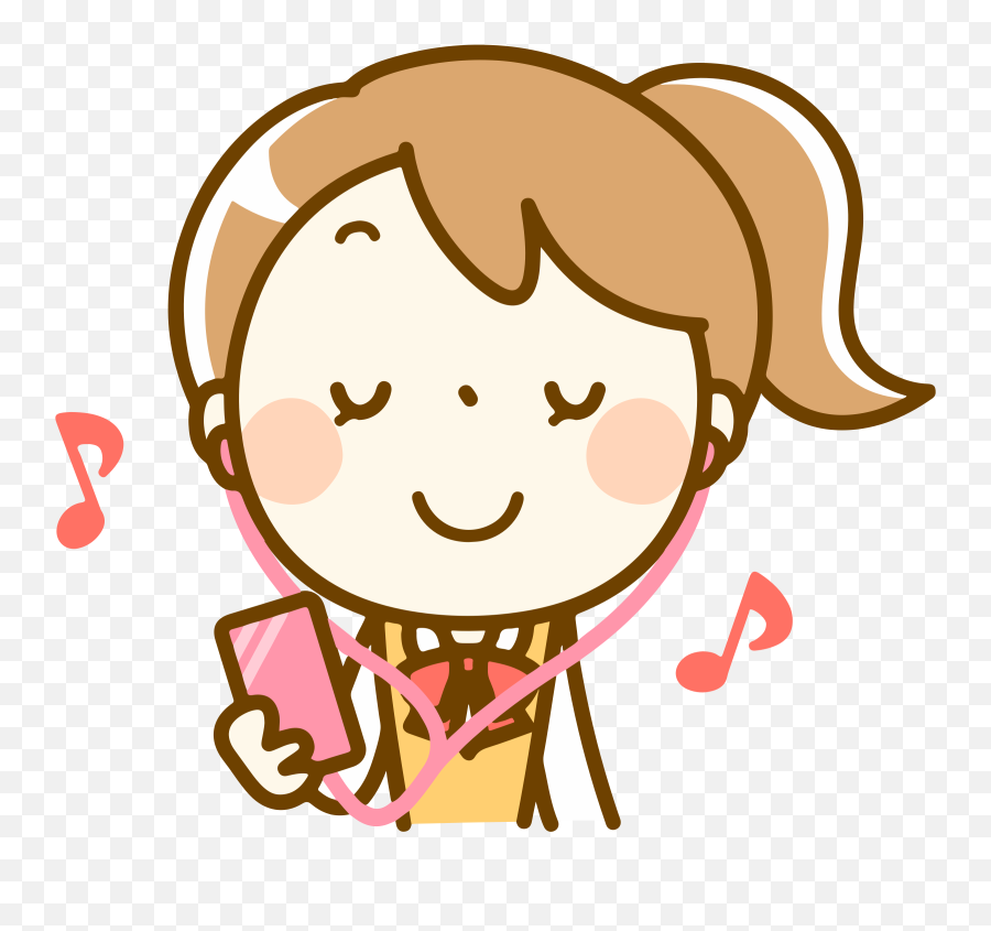 Listen Clipart Girl Listen Girl - Listening To Music Clipart Transparent Emoji,Listen Clipart