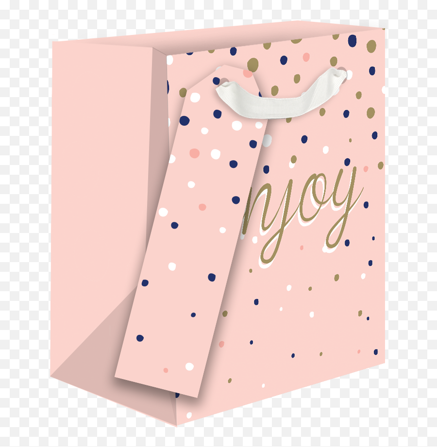 Pink With Gold Confetti Dots Enjoy Small Gift Bag - Girly Emoji,Gold Confetti Png