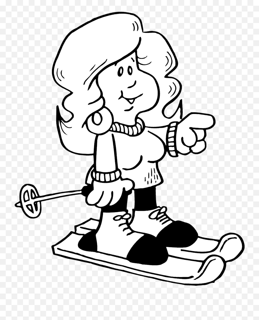 Clipart Girl Skiing Clipart Girl - Skiing White And Black Clipart Emoji,Skiing Clipart
