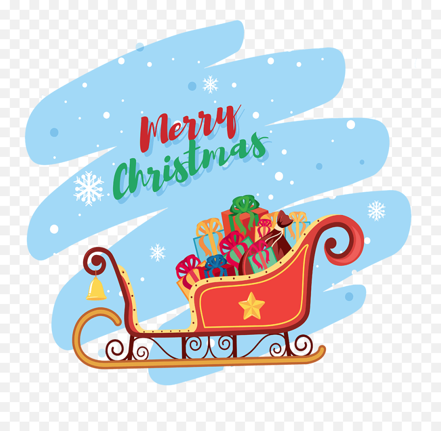 Free U0026 Cute Santa Sleigh Clipart For Your Holiday - Christmas Day Emoji,Sled Clipart