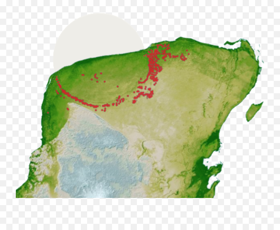 The Cenote Ring Every Red Dot Is A Cenote In The Vecinity - Yucatan Meteor Impact Emoji,Crater Png