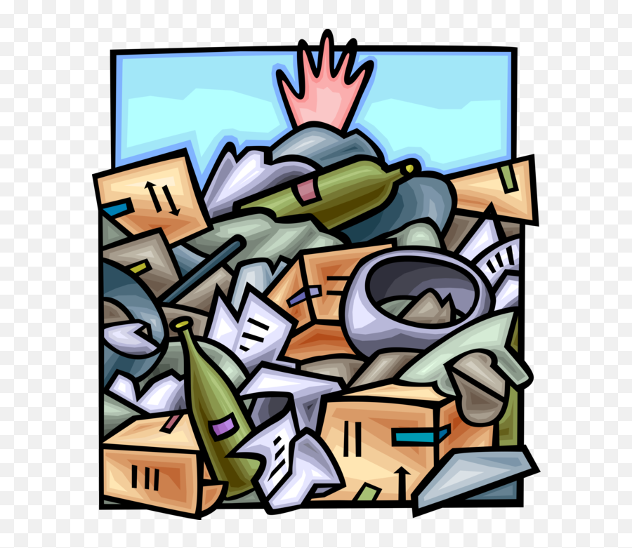 Vector Illustration Of Hand Buried Under Waste Dump - Garbage Vector Pics Transparent Emoji,Garbage Clipart