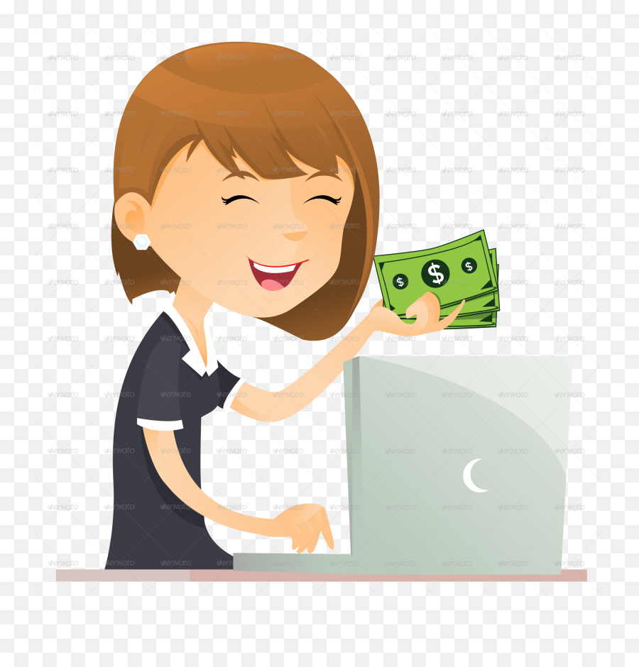 Download Business Woman And Computer Png Jpg Filebrown Emoji,Cartoon Computer Png
