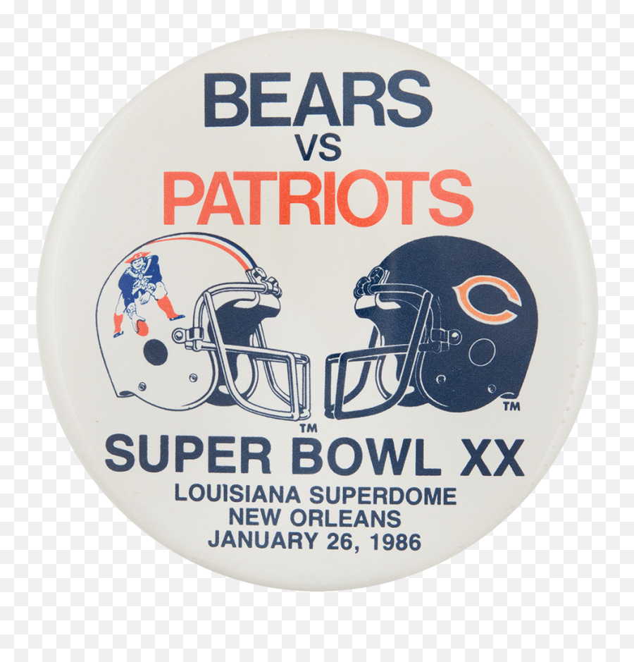 Bears Vs Patriots 1986 Busy Beaver Button Museum - Toronto Argonauts Emoji,Patriots Helmet Logo